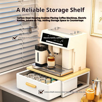 Étagère de rangement grande capacité blanche/grise pour machine à café à capsules avec tiroir coulissant
