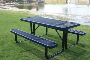Genişletilmiş <span class=keywords><strong>metal</strong></span> masa ve tezgah termoplastik kaplı açık masa banklar veranda uzun masa ve sandalyeler - Product Image 4