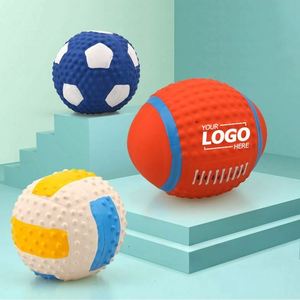 Juguetes chirriantes de látex para mascotas rellenos de algodón, juguetes para perros de rugby, fútbol y voleibol, accesorios duraderos para el juego de mascotas. - Product Image 1