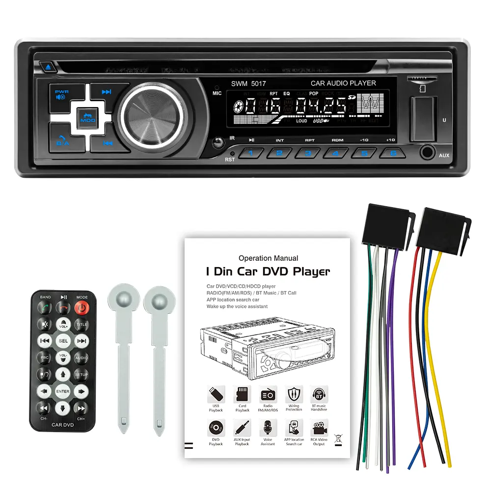 مشغل صوت mp3 عالي الجودة 1 دين مدمج في السيارة من Topnavi مزود بمنفذ USB ومستقبل لاسلكي راديو FM وبطاقة رقمية SD من المُصنع الأصلي مشغل صوت mp3 فيديو للسيارة
