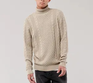 Sweater Supplier Oem Turtleneck Sweaters Cable Knit Jumper Pullovers Warm And Soft Woolen Custom Knitted Top Sweater For Men Men