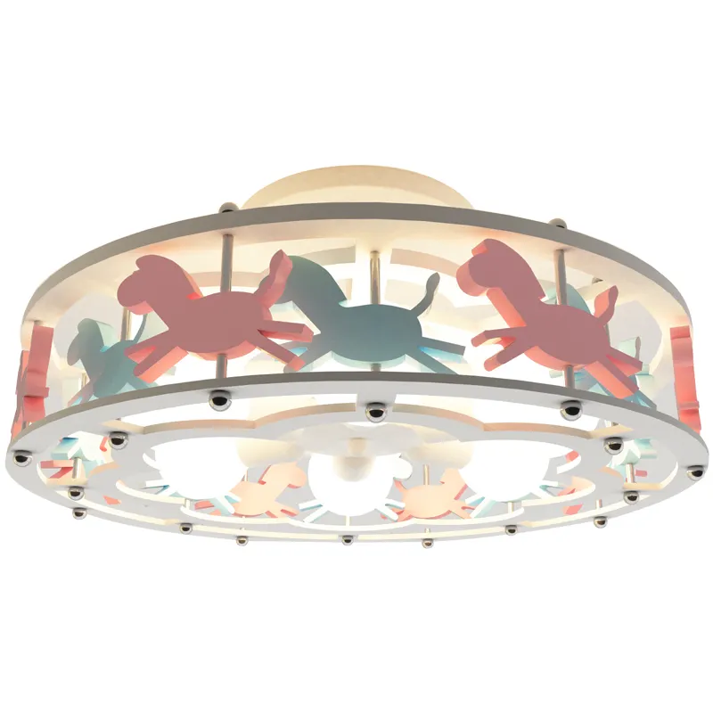 Vendita calda bambini bambini camera da letto decorazione colorata blu rosa lampada infissi carousel led plafoniera