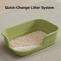 Bac à litière pour chaton avec rampe d'entraînement Mini toilette pour chat en plastique couverte et pelle gratuite comprenant un désodorisant
