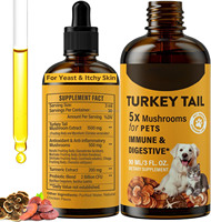 Champignons Turkey Tail pour chiens et chats, complexe 5X, aide immunitaire, booster digestif, soulagement des démangeaisons cutanées, soin antifongique, probiotiques, 90 ml, en vrac