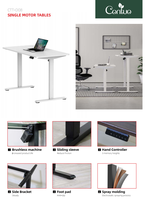 Bureau électrique ergonomique moderne pour le travail assis-debout, base de table réglable en hauteur avec pieds en métal, cadre de bureau assis-debout à moteur unique