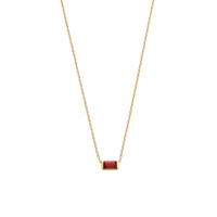 Collier en or 18 carats avec pierre de naissance baguette, pendentif fin, colliers anti-ternissement pour femmes, collier vintage de créateur, bijoux