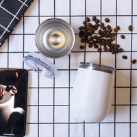 12 Oz Mug Cangkir Kopi Kaca Anggur Polos Perjalanan Baja Tahan Karat Vakum Terisolasi Dinding Ganda Cetak Kustom