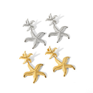 Pendientes de Estrella de Mar en Acero Inoxidable 18K, Serie Océano, Pendientes de Alta Gama a la Moda, Venta al Por Mayor - Product Image 5