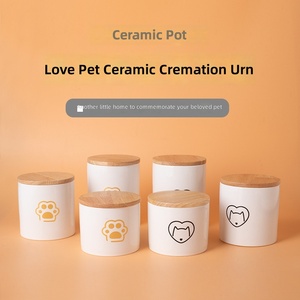 Urna de Cremação para Animais de Estimação em Cerâmica Branca Feita à Mão - Tamanhos Pequeno/Médio/Grande Formato Reto Recipiente Selado para Memoriais de Gatos e Cães - Product Image 3