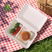 SUMKOKA Boîte en bagasse de canne à sucre biodégradable, sans PFAS, résistante à la graisse et compatible micro-ondes, 5-10 pouces, pour emballage de burgers