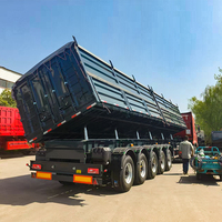 Semi-remorque benne basculante latérale à double section européenne, 5 essieux, suspension pneumatique, essieux avant et arrière relevables, 13,5 m x 2,55 m x 3,8 m