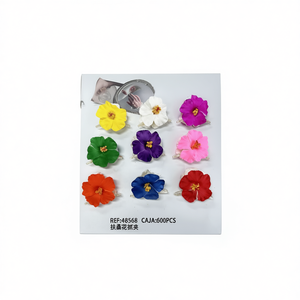 Fermaglio per capelli a forma di ibisco con design floreale colorato per donne e ragazze, 600 pezzi per scatola - Product Image 2