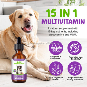 Gouttes multivitaminées 15-en-1 pour chiens, marque privée, complément liquide, renforcement immunitaire, soin de la peau et du pelage, santé des voies urinaires, des os et des articulations, 60 ml - Product Image 4