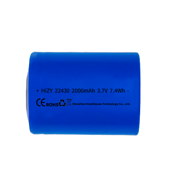 Factory Wholesale HIZY 22430 3.7V Rechargeable Cylindrical Lithium Ion Battery 2000mAh 500 Cycles 12-Month Warranty