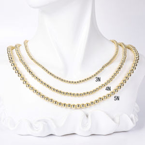 Joyería de Moda Collar de Cadena de Bolitas con Cuentas Laminadas en <span class=keywords><strong>Oro</strong></span> de Latón Chapado en <span class=keywords><strong>Oro</strong></span> de <span class=keywords><strong>14K</strong></span> al por Mayor Gargantilla de 18 Pulgadas para Mujer y Hombre - Product Image 1