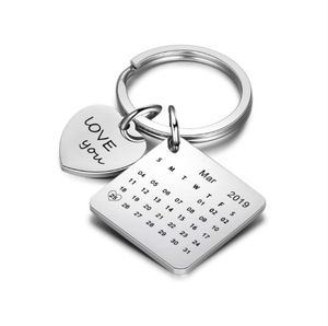 Wholesale Custom Metal Keychain Charm Memorial Day Calendar, Stainless Steel Waterproof Lightweight Key <b>Ring</b> - Product Image 2