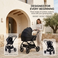Poussette bébé tout-en-un 3 en 1, taille pliable compacte, capote en tissu Oxford, repose-pieds réglable, faible MOQ accepté