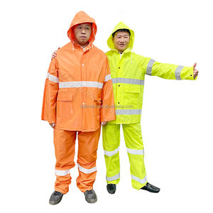 Chubasquero DE TRABAJO Industrial de alta calidad Poncho de PVC y poliéster Impermeable rainsuit Durable Heavy Duty Safety Rain Jacket - Product Image 1