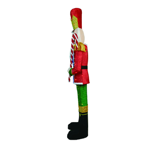61in 100L Cascanueces Holding Candy Cane al aire libre Navidad vacaciones luces Festival decoración Sculputures - Product Image 2