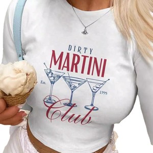 Camiseta Corta Ajustada para Mujer, Estilo Casual, de Poliéster Transpirable, con Logotipo Bordado y Estampado, Estilo Hip-Hop Urbano - Product Image 5