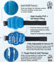Enveloppe réutilisable pour genou avec billes de gel et sangle, pack de thérapie chaude et froide pour blessures, gonflements, récupération sportive et physiothérapie