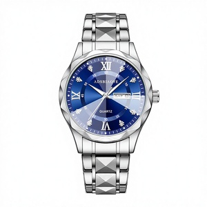 Montre à quartz pour <span class=keywords><strong>homme</strong></span> Ada Business, étanche, lumineuse, double calendrier, bracelet en acier inoxydable, boîtier en alliage, pointe diamantée - Product Image 1