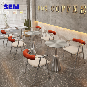 Combinaison de table à manger, chaise et canapé en acier inoxydable de style industriel SEM pour restaurant, hôtel, café - Product Image 1