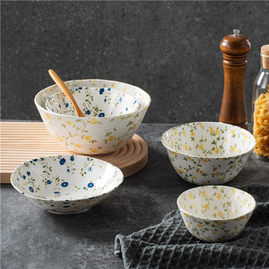 <span class=keywords><strong>Service</strong></span> <span class=keywords><strong>de</strong></span> <span class=keywords><strong>table</strong></span> en céramique LovingHome Factory, motifs floraux bleus et jaunes, bols à riz et soupes, tailles 3,5'', 5'', 7'' pour les fêtes - Product Image 2