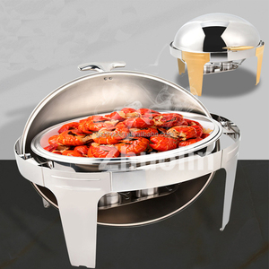 Scaldavivande per Buffet <span class=keywords><strong>da</strong></span> 9L, Colore Oro, Grande Piatto di Servizio Ovale Placcato Oro per Diversi Tipi di Cibo - Product Image 5