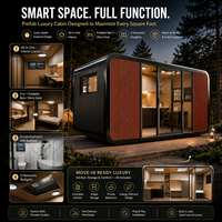 Capsule spatiale préfabriquée Apple Cabin, approvisionnement en gros, 3 puits de lumière, lit dissimulé, bureau, espace de vie, pod de glamping