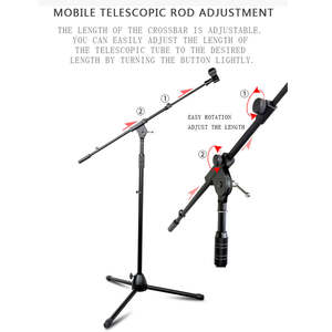 XTUGA-Soporte de micrófono de acero de alta resistencia, con ajuste de suelo, plegable, profesional, pedestal para <span class=keywords><strong>microfono</strong></span> - Product Image 3