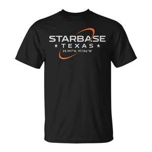 Camiseta con coordenadas de Starbase Texas, diseño minimalista de ciencia ficción - Product Image 1