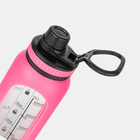 Bouteille d'eau sportive en verre transparent gradué de 1000 ml avec anneau de levage et isolation en silicone, simple et droite, pour boire directement