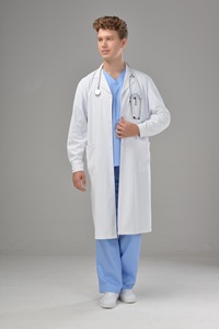 Uniforme Médico Blanco <span class=keywords><strong>de</strong></span> Manga Larga para Enfermeras, Mezcla <span class=keywords><strong>de</strong></span> Polialgodón 65/35, con Detección <span class=keywords><strong>de</strong></span> Agujas, Fusión sin Costuras, Gran Venta - Product Image 6