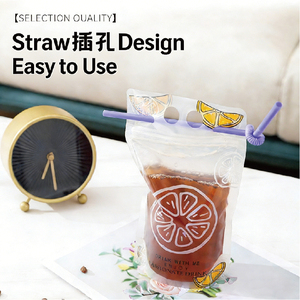 Customized Freezable Juice Translucent Reclosable Stand up Zipper Plastic <strong>Pouches</strong> Cold Hot <strong>Drink</strong> Bags for Adults &amp; Kids OEM - Product Image 4