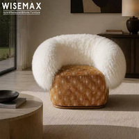 WISEMAX FURNITURE Fauteuil d'appoint moderne de luxe en tissu de laine Shearling pour hôtel, bureau, villa, appartement