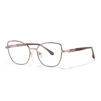 Nouvelle Arrivée Lunettes Anti-Lumière Bleue en Métal pour Femmes Adultes, Monture Carrée Pleine, Style Œil de Chat, Verres PC Tendance