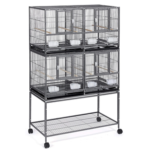 Multi strati in ferro sicuro e gabbia di allevamento divisa di lusso per uccelli che vivono 2 posatoi e 2 bicchieri di plastica ogni scompartimento - Product Image 2