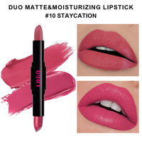 Rouge à lèvres double embout mat velours longue tenue, personnalisable, végétalien, waterproof, hydratant, de luxe, pour marque privée et vente en gros