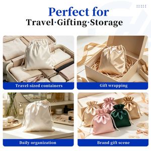 Sac de rangement en satin avec cordon de serrage personnalisé ZEHUI, pochette anti-poussière personnalisée pour bijoux, boucles d'oreilles, chaussures, cosmétiques - Product Image 5