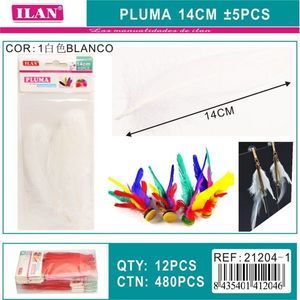 Plumes artisanales blanches Ilan Pluma 14 cm pour décorations DIY - Product Image 3