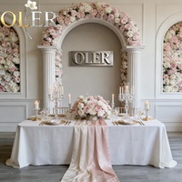 Guirlande florale OLERAY personnalisée vert rose pâle, toucher réel, pour la décoration d'événements de mariage, vente en gros pour les organisateurs