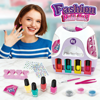 Ensemble de beauté DIY pour enfants, ensemble de conception de nail art, jouet de salon de beauté avec sèche-ongles, outils de maquillage de jeu de rôle pour filles, excellent cadeau pour les filles de 6 ans et plus