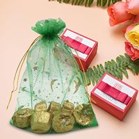 Sacs cadeaux en maille avec cordon de serrage, 3,5 x 4,7 pouces, motif lune et étoile, sacs en organza pour Noël, Thanksgiving, mariages et fêtes