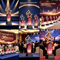 Trophée innovant en cristal étoile à cinq branches avec base métallique personnalisée, médaille de récompense pour événements en Chine, service de gravure personnalisée