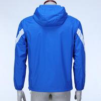 Veste coupe-vent unisexe imperméable en polyester durable avec capuche et blocs de couleur pour activités de plein air