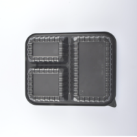 Barquette jetable en PET/PP à trois ou quatre compartiments pour plats à emporter, sushis, salades, déjeuner, boîte bento Goodmax