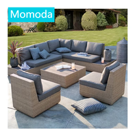 Ensemble de salon de jardin en rotin imperméable moderne pour hôtels, en aluminium et matériau PE, design simple, mobilier d'extérieur
