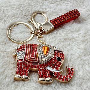 Porte-clés élégant en alliage d'éléphant, bijou ethnique coloré avec diamant, cadeau pour clé de voiture, sac, pendentif, accessoires de mode - Product Image 6