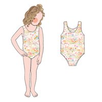 Maillot de bain une pièce sans manches à motif floral pour filles, idéal pour l'été et les vacances à la plage - Vente en gros Little Glow Kid